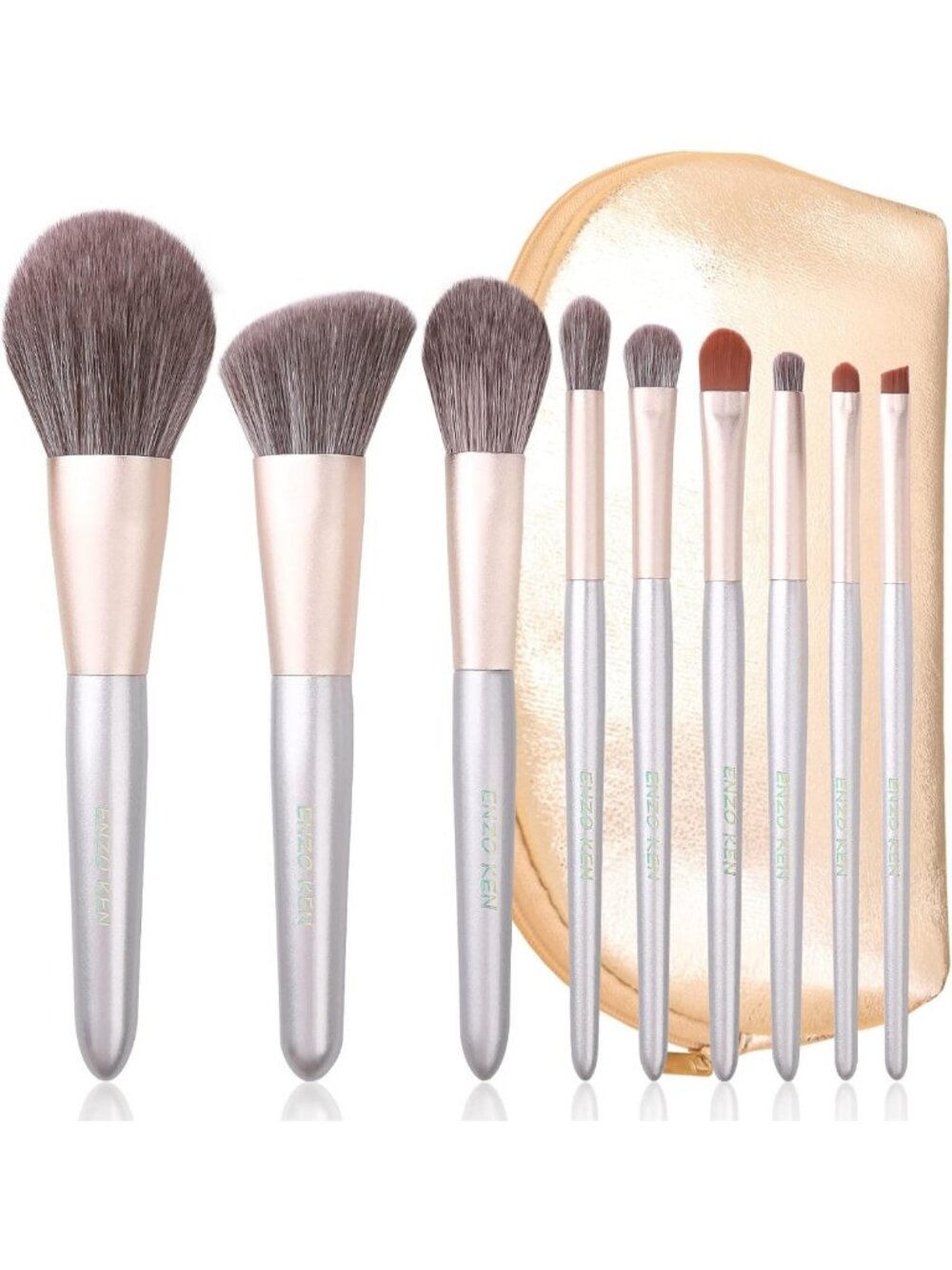 Professional Natural Hair Makeup Brush Set with Case - Unique Grey Squirrel